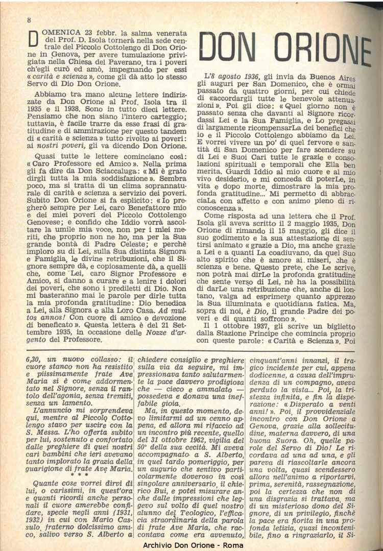 La piccola Opera della Divina Provvidenza, 59, 02, 15-01-1964, pagina 8