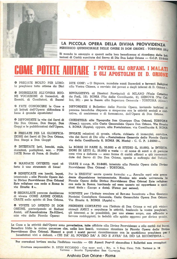 La piccola Opera della Divina Provvidenza, 59, 11, 01-06-1964, pagina 20