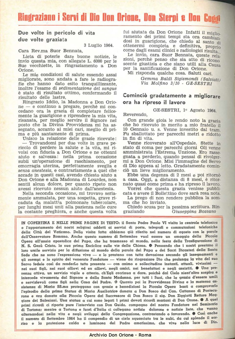 La piccola Opera della Divina Provvidenza, 59, 18, 15-09-1964, pagina 2