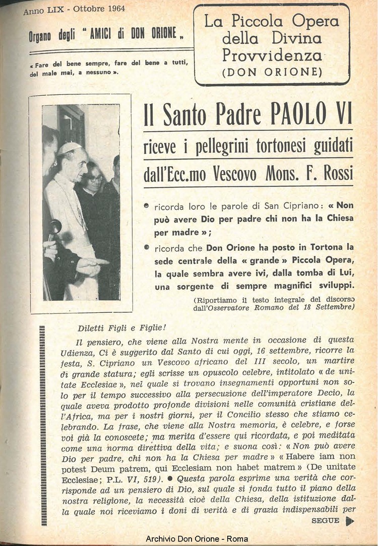 La piccola Opera della Divina Provvidenza, 59, 20, 15-10-1964, pagina 3
