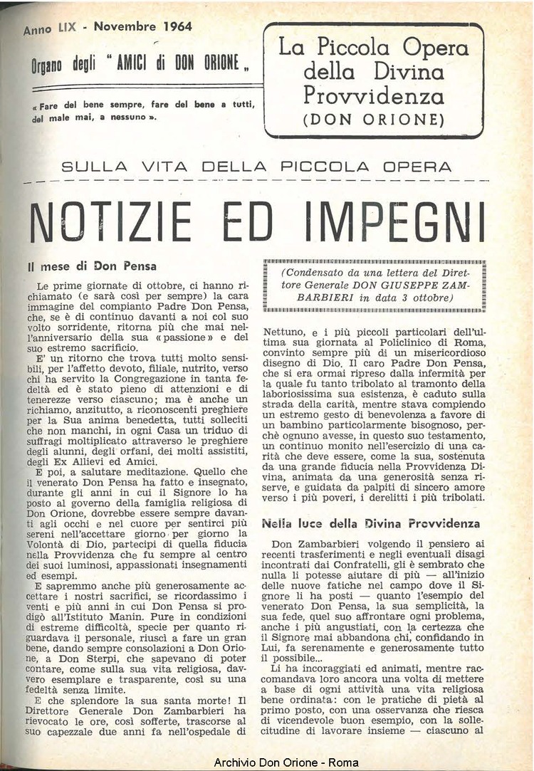 La piccola Opera della Divina Provvidenza, 59, 22, 15-11-1964, pagina 3