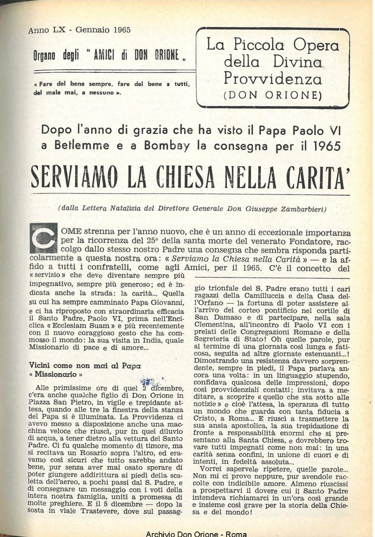 La piccola Opera della Divina Provvidenza, 60, 02, 15-01-1965, pagina 3