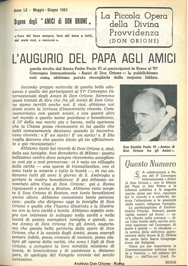 La piccola Opera della Divina Provvidenza, 60, 10, 15-05-1965, pagina 3