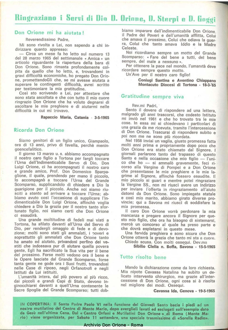 La piccola Opera della Divina Provvidenza, 60, 18, 15-09-1965, pagina 2