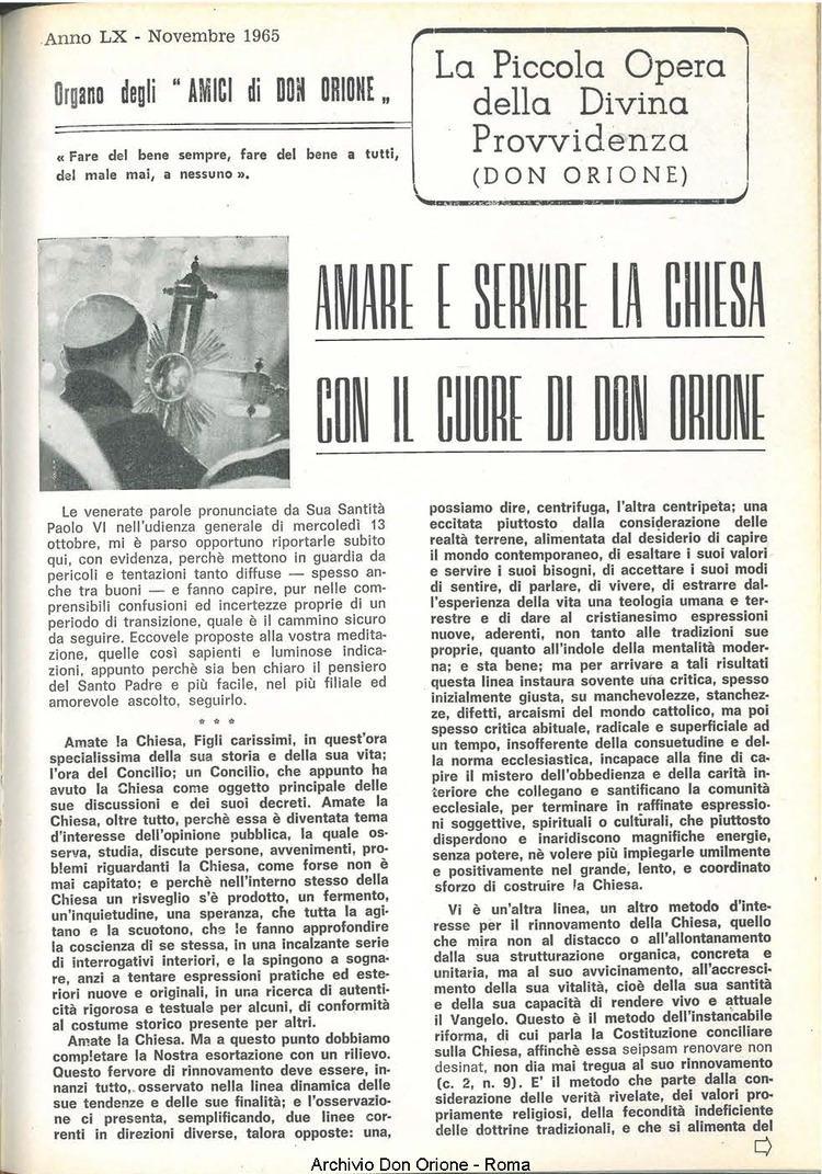 La piccola Opera della Divina Provvidenza, 60, 21, 01-11-1965, pagina 3