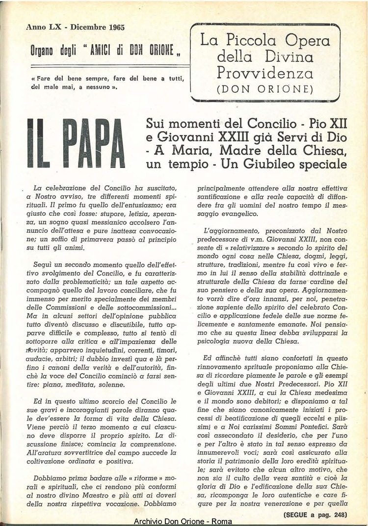 La piccola Opera della Divina Provvidenza, 60, 24, 15-12-1965, pagina 3
