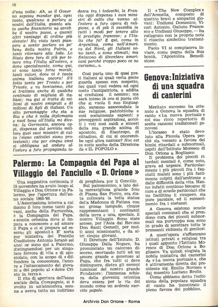 La piccola Opera della Divina Provvidenza, 61, 01, 01-01-1966, pagina 16