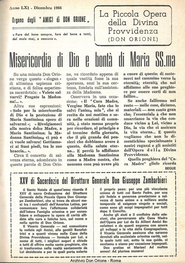 La piccola Opera della Divina Provvidenza, 61, 23, 01-12-1966, pagina 3