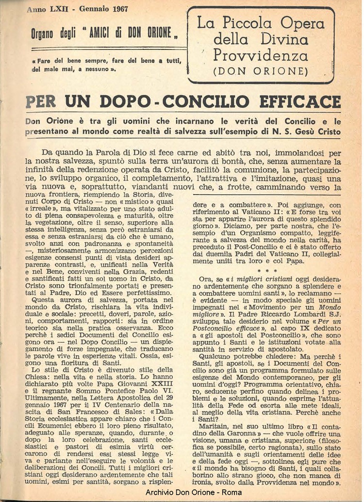 La piccola Opera della Divina Provvidenza, 62, 01, 01-01-1967, pagina 3