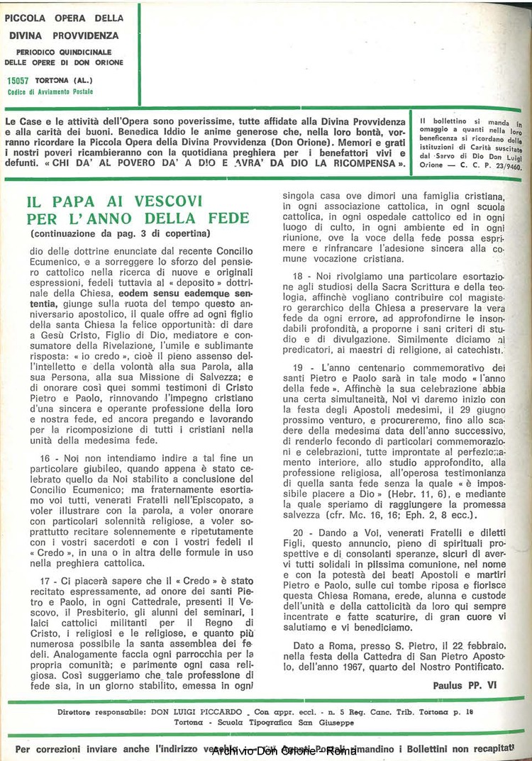 La piccola Opera della Divina Provvidenza, 62, 12, 15-06-1967, pagina 36