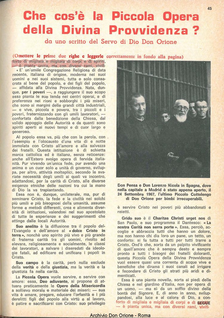 La piccola Opera della Divina Provvidenza, 62, 19, 01-10-1967, pagina 45
