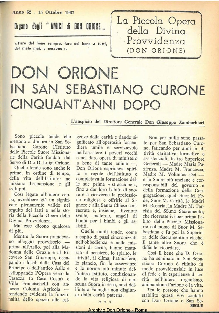 La piccola Opera della Divina Provvidenza, 62, 19, 01-10-1967, pagina 51