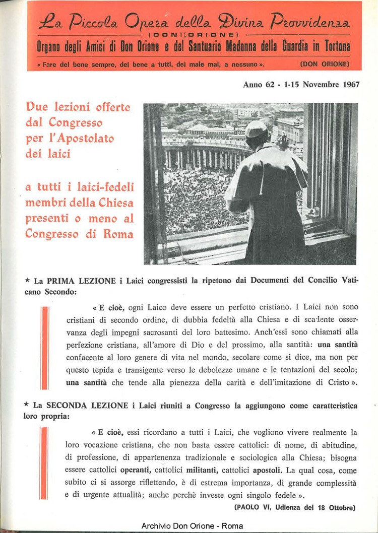 La piccola Opera della Divina Provvidenza, 62, 21, 01-11-1967, pagina 3