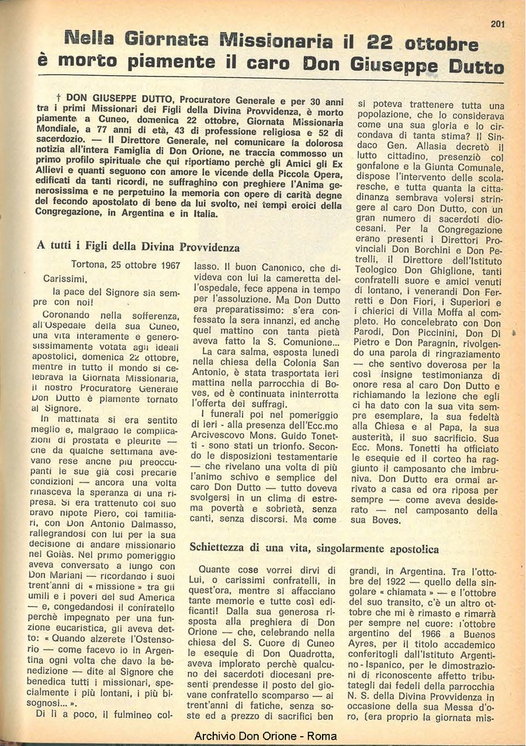 La piccola Opera della Divina Provvidenza, 62, 21, 01-11-1967, pagina 9