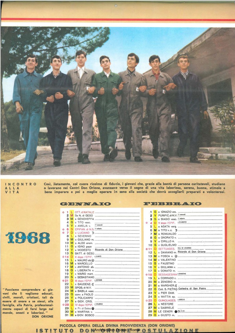 La piccola Opera della Divina Provvidenza, 62, 23, 01-12-1967 calendario, pagina 3