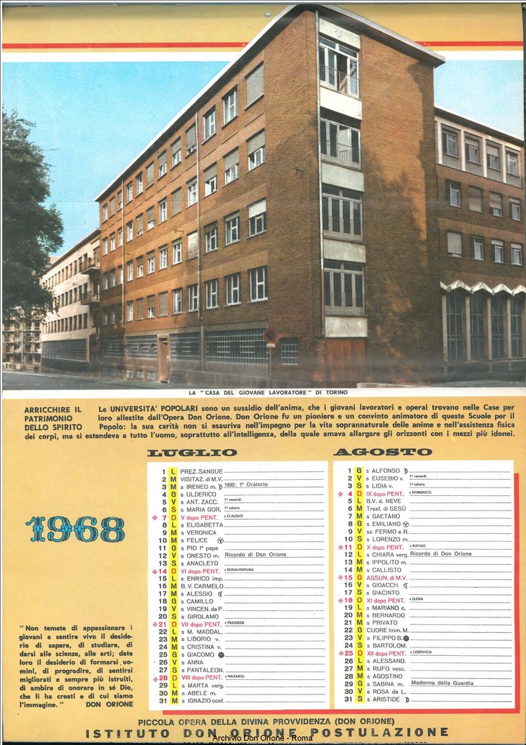 La piccola Opera della Divina Provvidenza, 62, 23, 01-12-1967 calendario, pagina 6