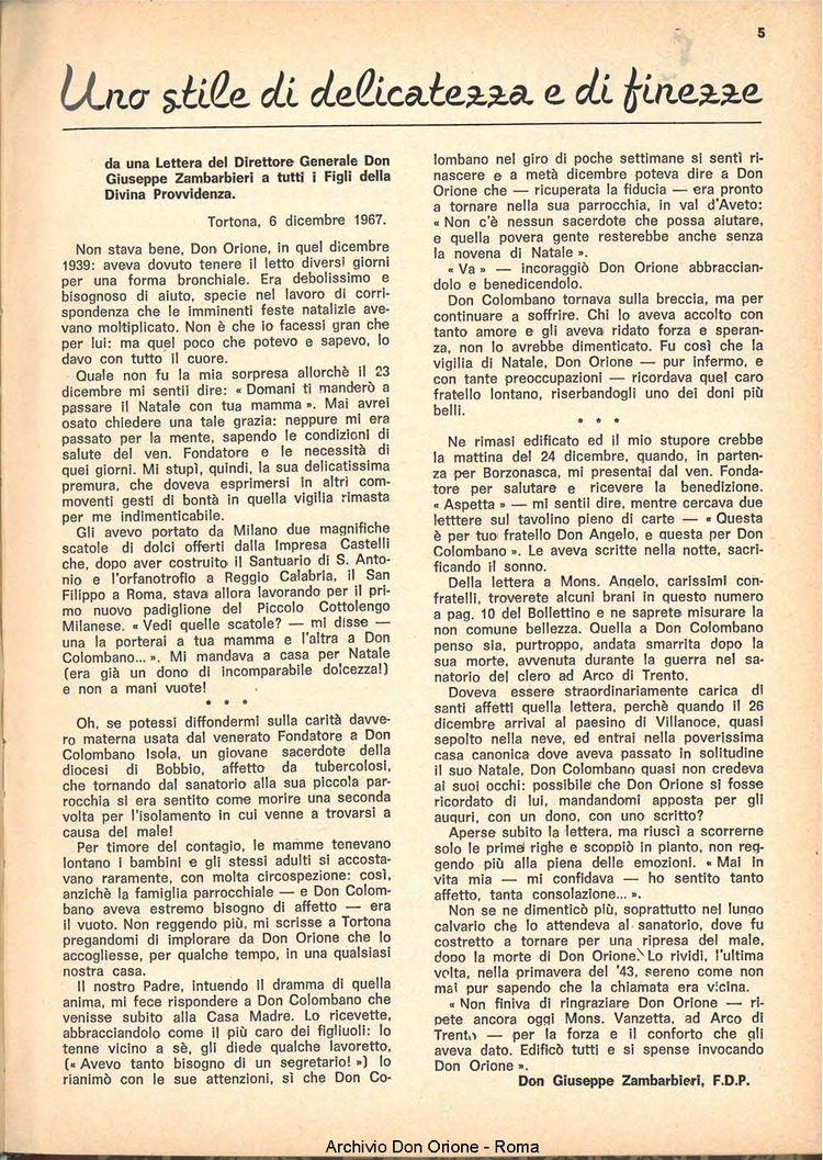 La piccola Opera della Divina Provvidenza, 63, 01, 01-01-1968, pagina 5