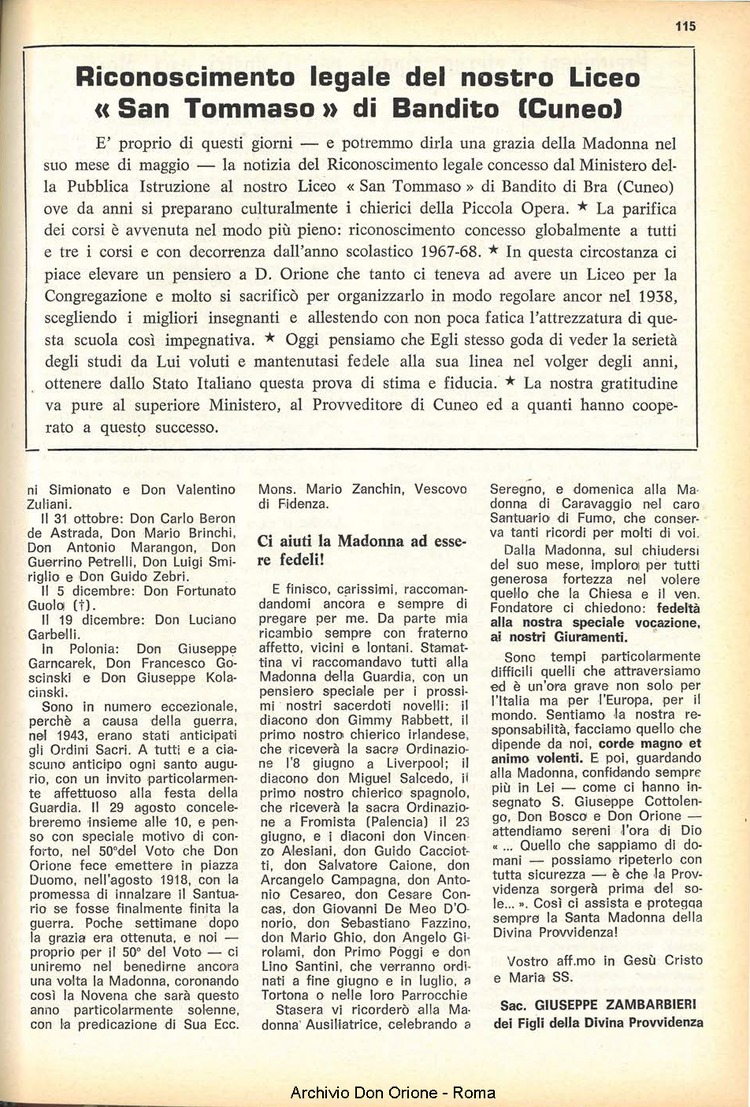 La piccola Opera della Divina Provvidenza, 63, 11_12, 01-06-1968, pagina 15