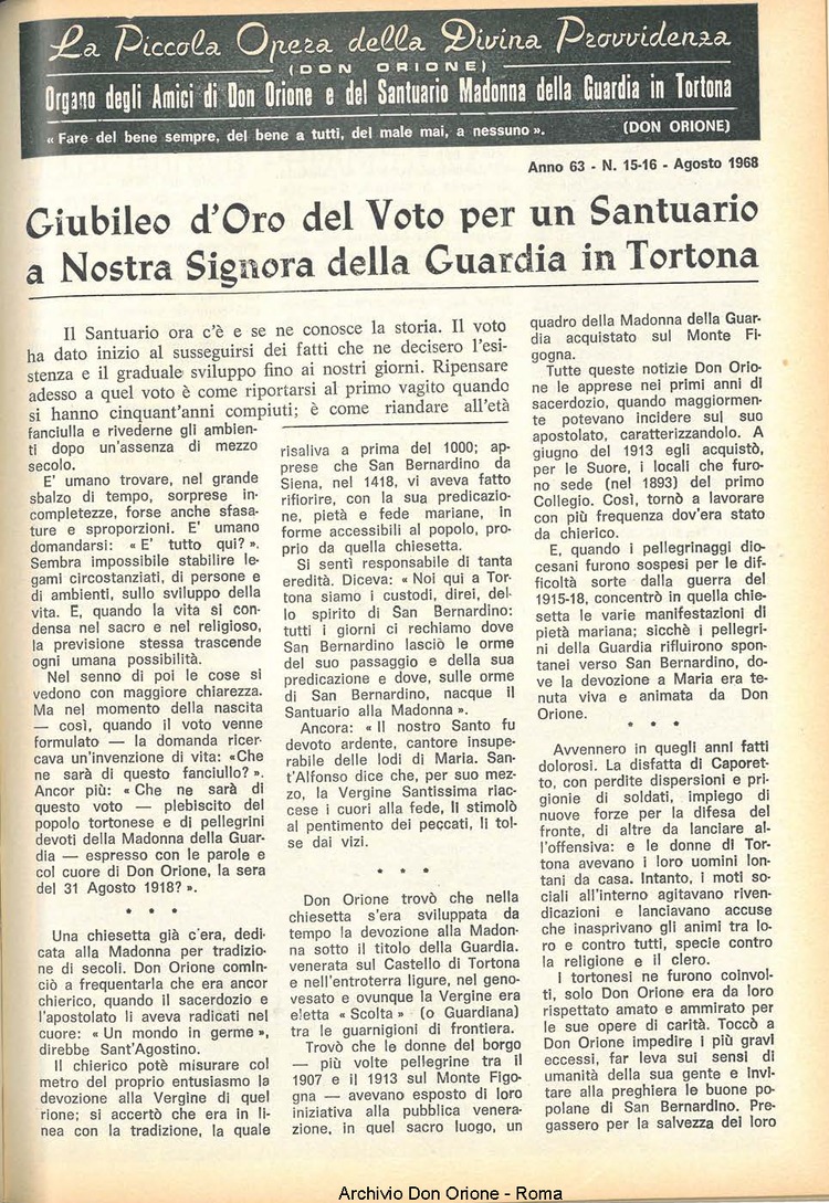 La piccola Opera della Divina Provvidenza, 63, 16, 15-08-1968, pagina 3