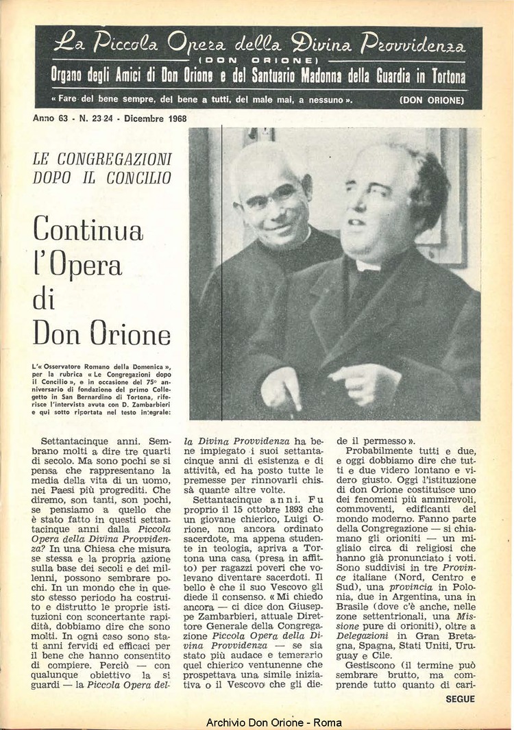La piccola Opera della Divina Provvidenza, 63, 23, 01-12-1968, pagina 3