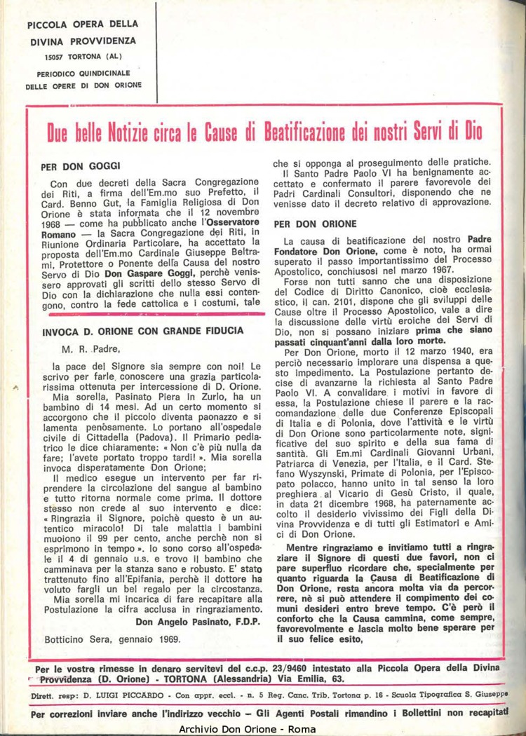 La piccola Opera della Divina Provvidenza, 64, 05, 01-03-1969, pagina 20