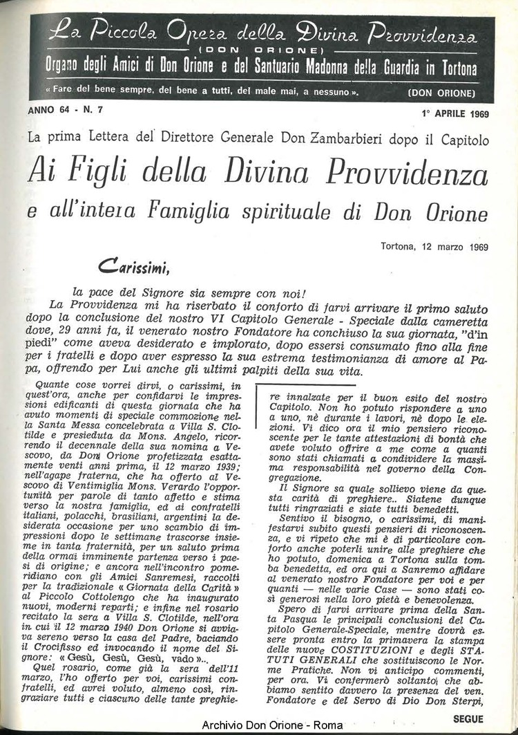 La piccola Opera della Divina Provvidenza, 64, 07, 01-04-1969, pagina 3