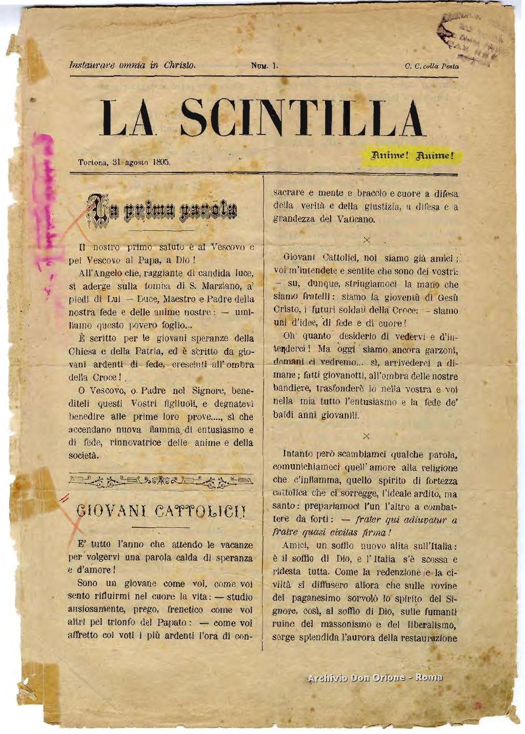 La Scintilla, 1, pagina 01