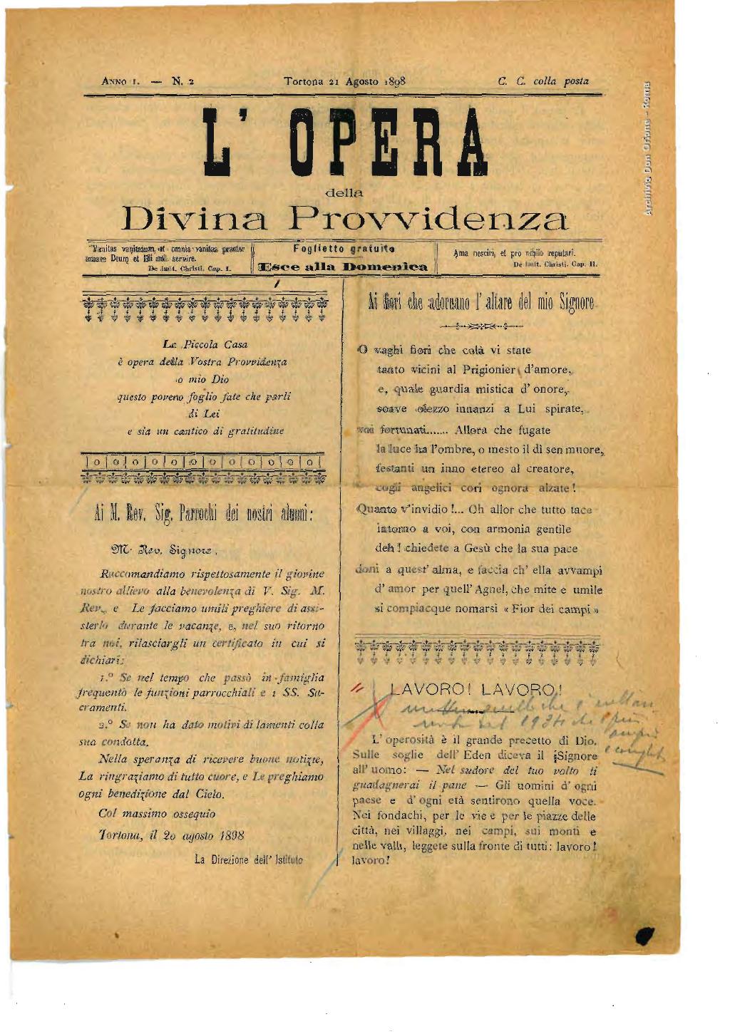 L'opera della Divina Provvidenza, 2, pagina 1