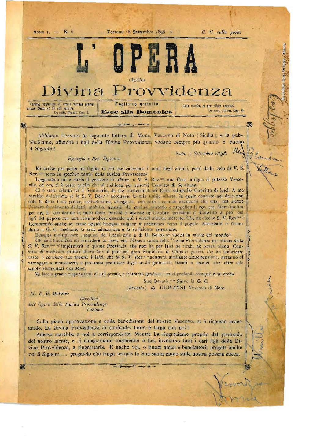 L'opera della Divina Provvidenza, 6, pagina 1