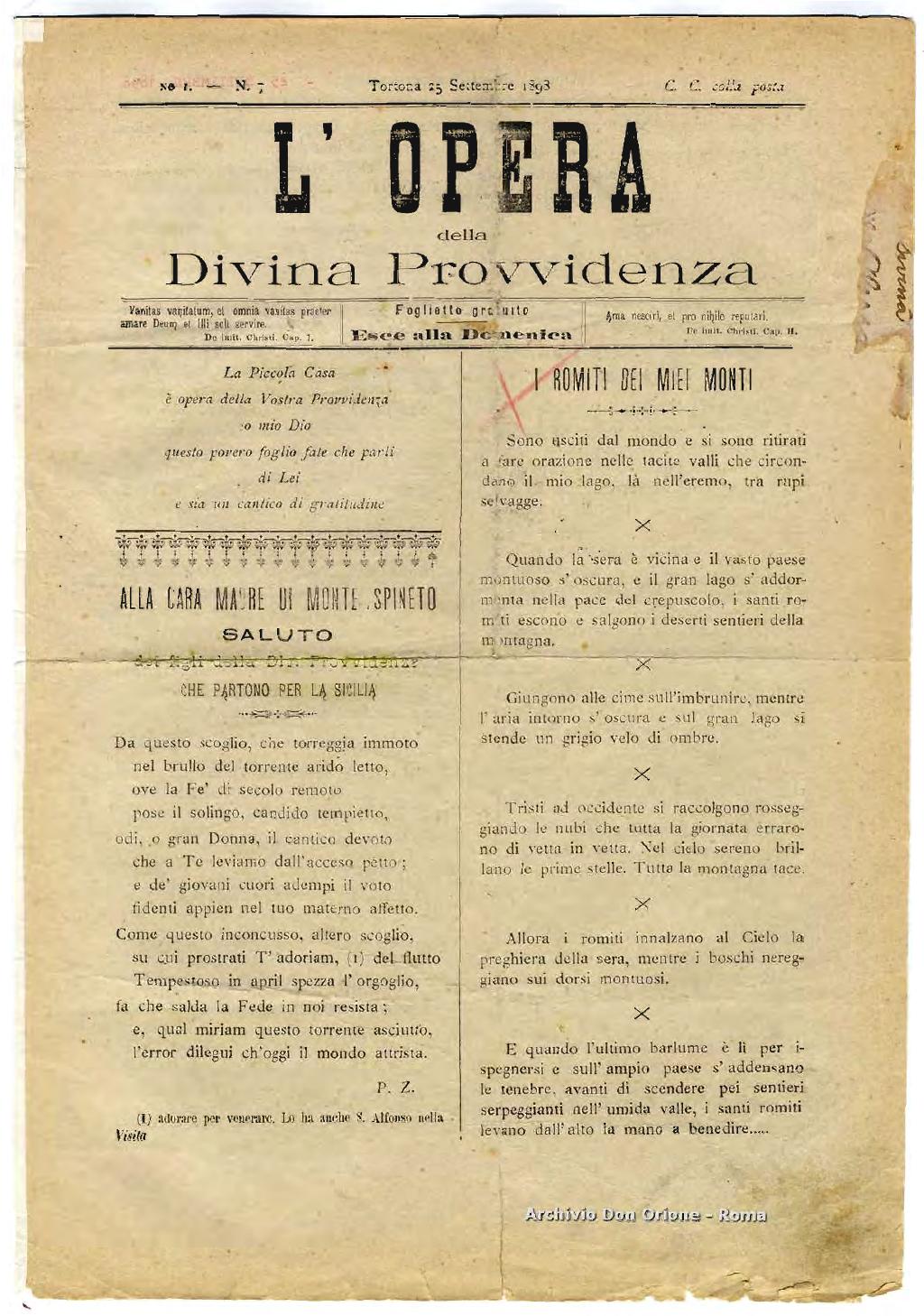 L'opera della Divina Provvidenza, 7, pagina 1