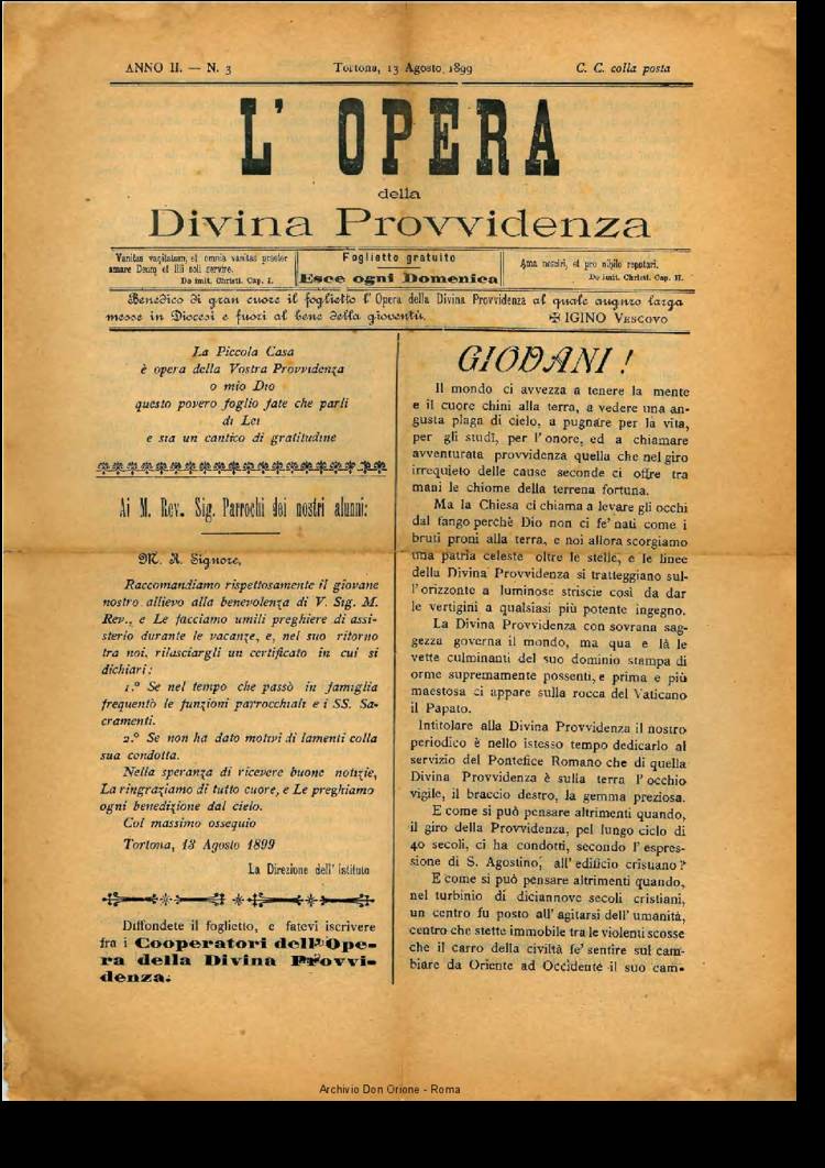 L'opera della Divina Provvidenza, 2, 3, 13-08-1899, pagina 1