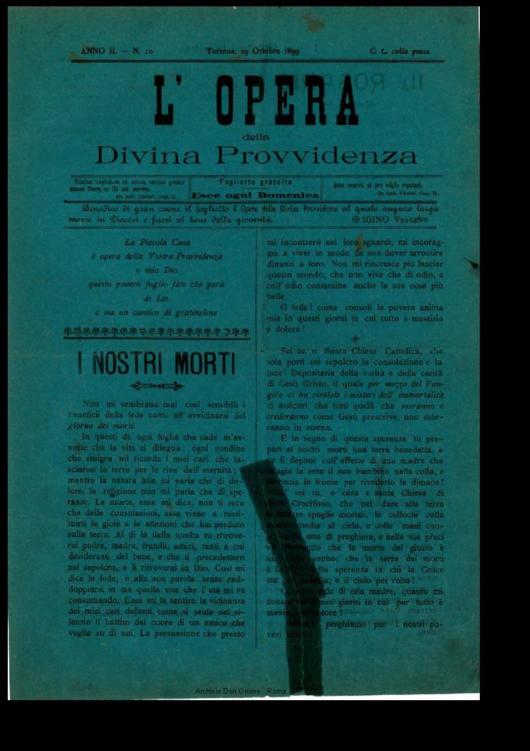 L'opera della Divina Provvidenza, 2, 10, 29-10-1899, pagina 1