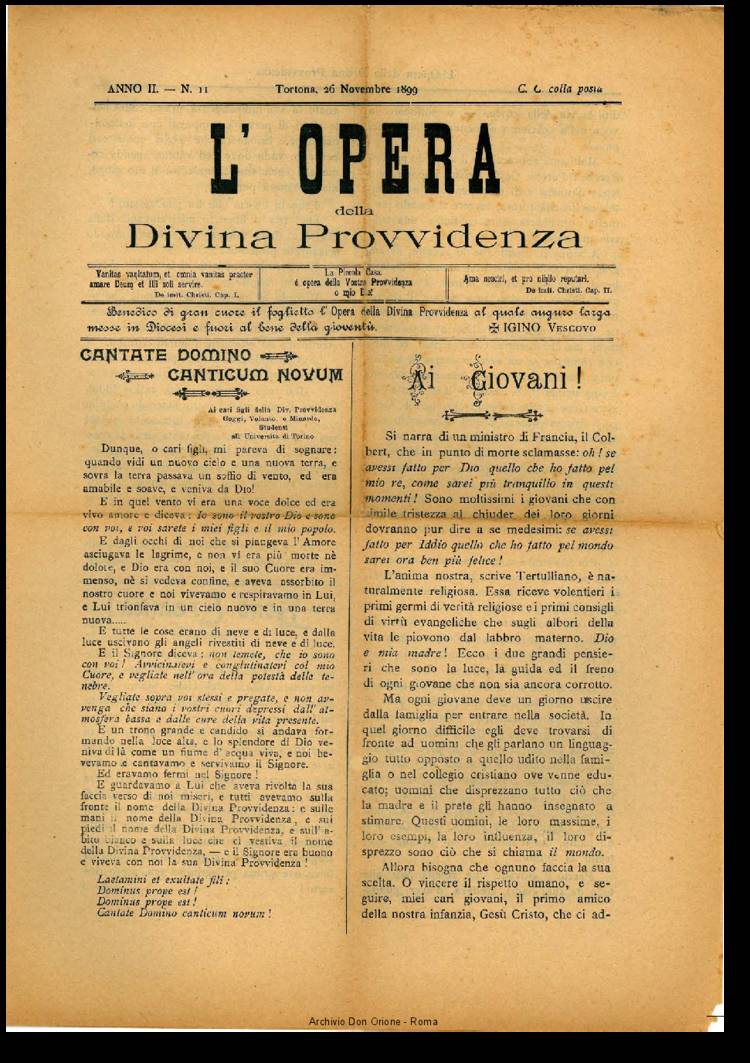 L'opera della Divina Provvidenza, 2, 11, 26-11-1899, pagina 1