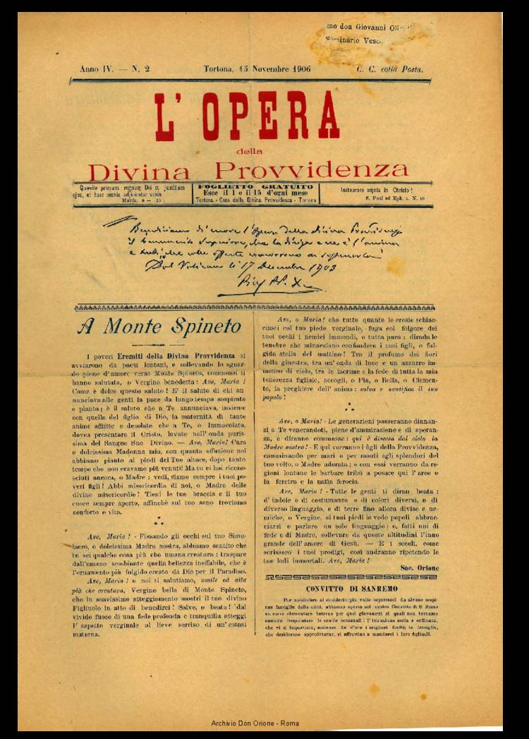 L'opera della Divina Provvidenza, 4, 2, 13-02-1906, pagina 1