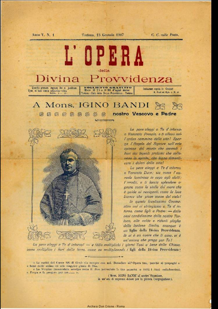 L'opera della Divina Provvidenza, 5, 1, 15-01-1907, pagina 1