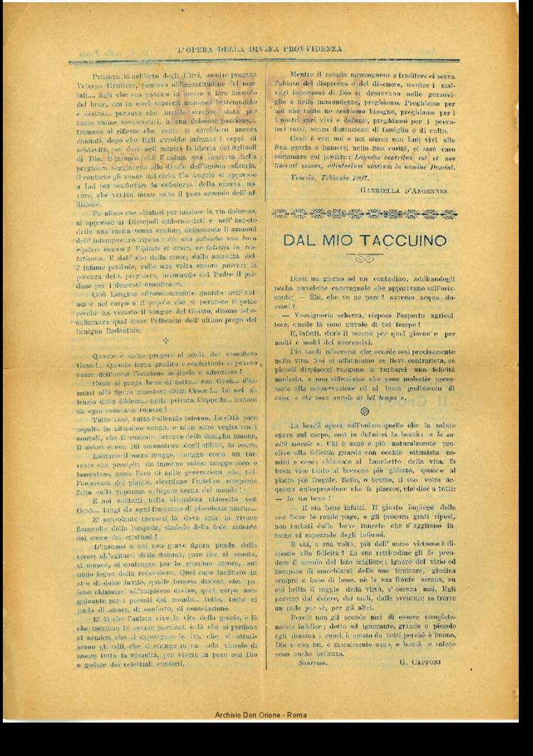 L'opera della Divina Provvidenza, 5, 3, 01-03-1907, pagina 2