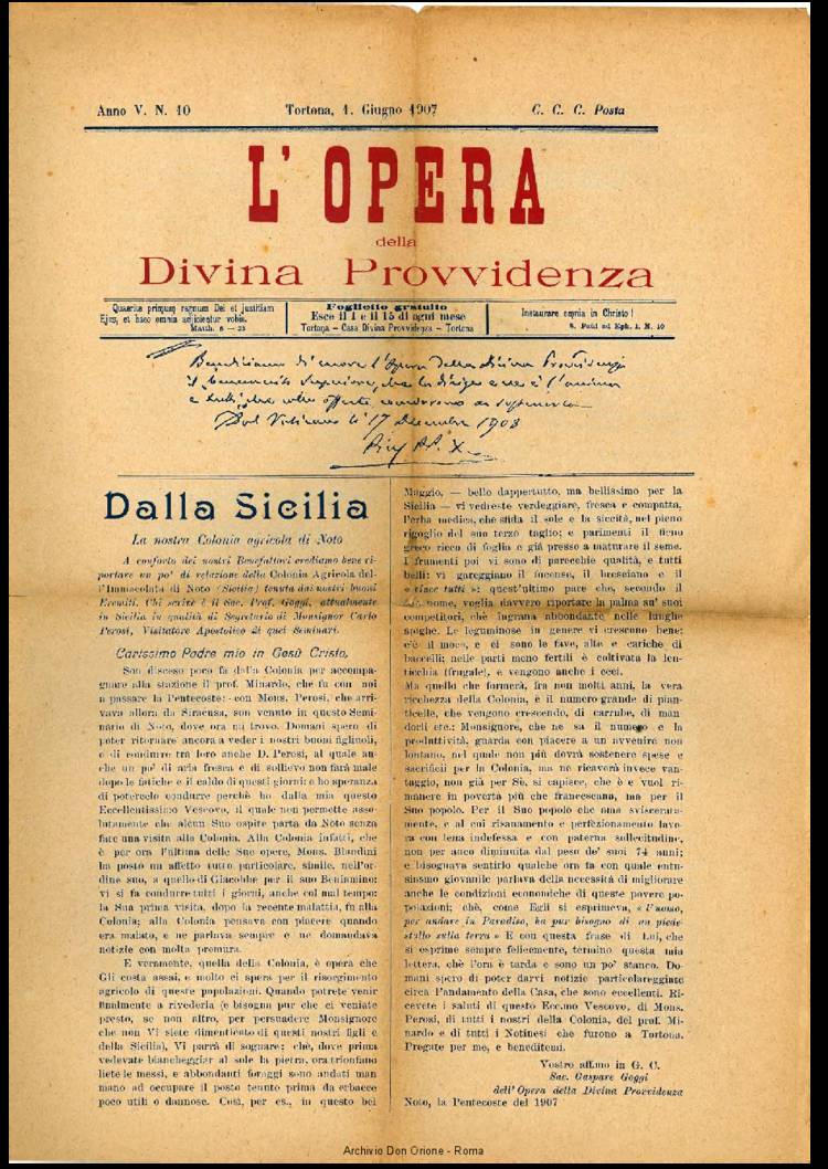 L'opera della Divina Provvidenza, 5, 10, 01-06-1907, pagina 1