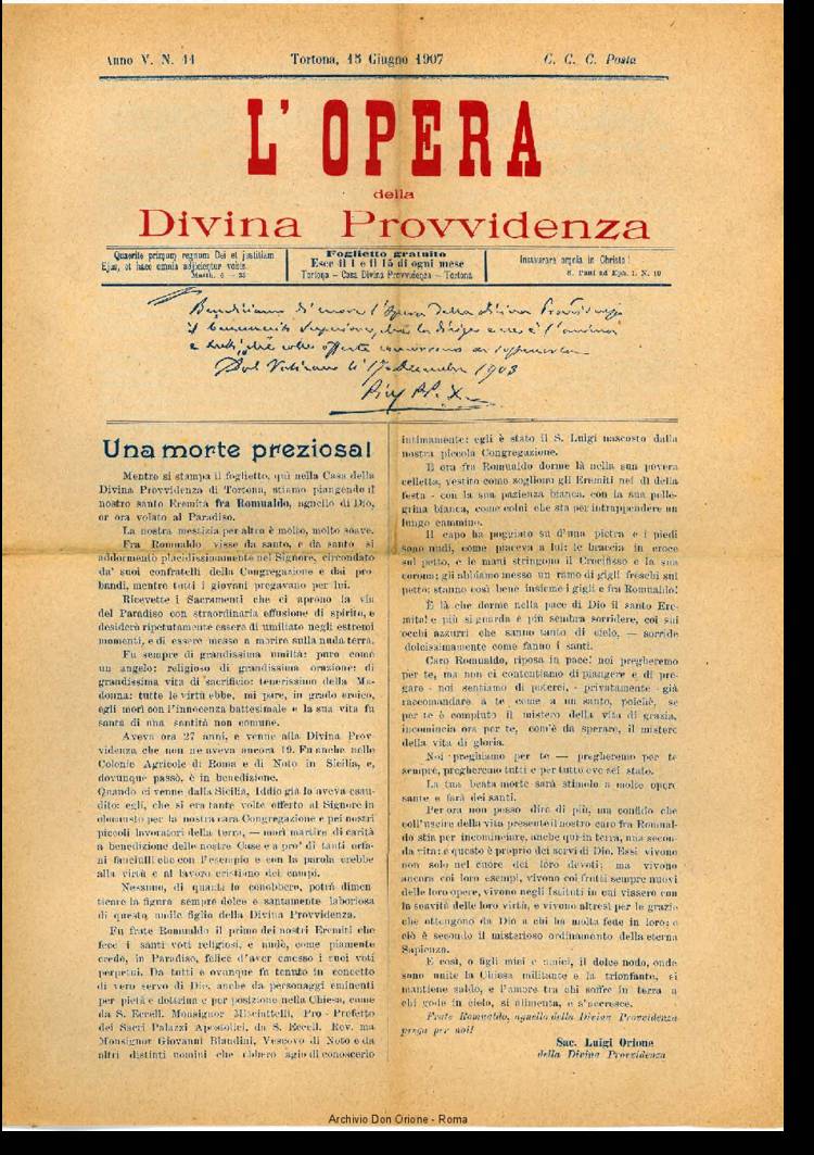 L'opera della Divina Provvidenza, 5, 11, 15-06-1907, pagina 1