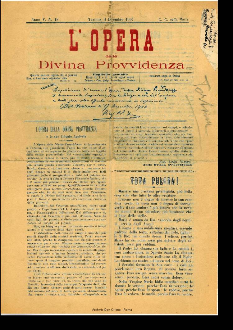 L'opera della Divina Provvidenza, 5, 18, 01-12-1907, pagina 1
