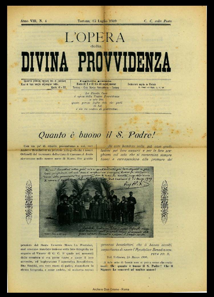L'opera della Divina Provvidenza, 8, 04, 15-07-1909, pagina 1