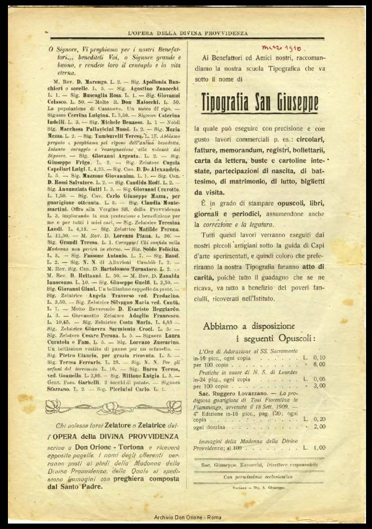 L'opera della Divina Provvidenza, 9, 03, 01-03-1910, pagina 4