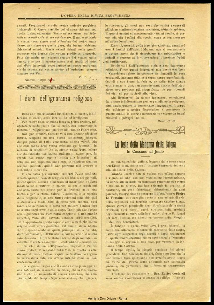 L'opera della Divina Provvidenza, 9, 05, 01-07-1910, pagina 2