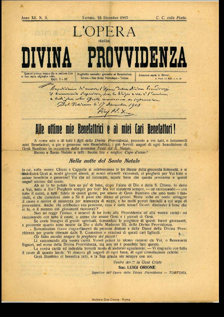 L'opera della Divina Provvidenza, 12, 05, 24-12-1913, pagina 1