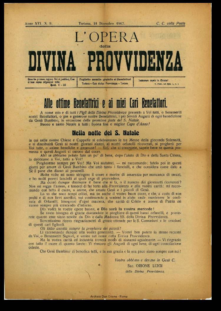L'opera della Divina Provvidenza, 16, 09, 31-12-1917, pagina 1