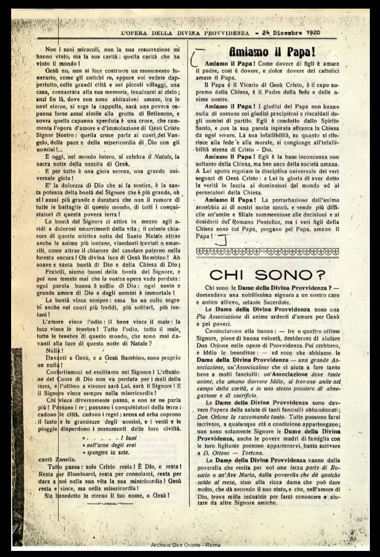 L'opera della Divina Provvidenza, 18, 01, 24-12-1920, pagina 3