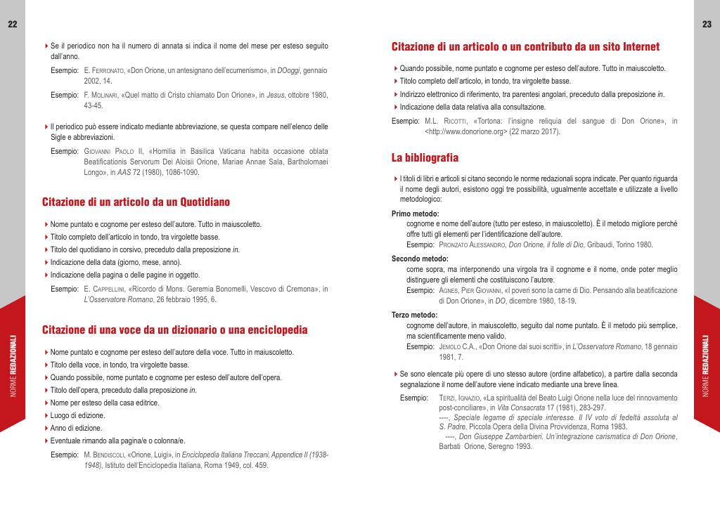 Gruppi Studi Orionini, Norme redazionali. Sigle e abbreviazioni orionine, Roma, 12/3/2019, pagina 13