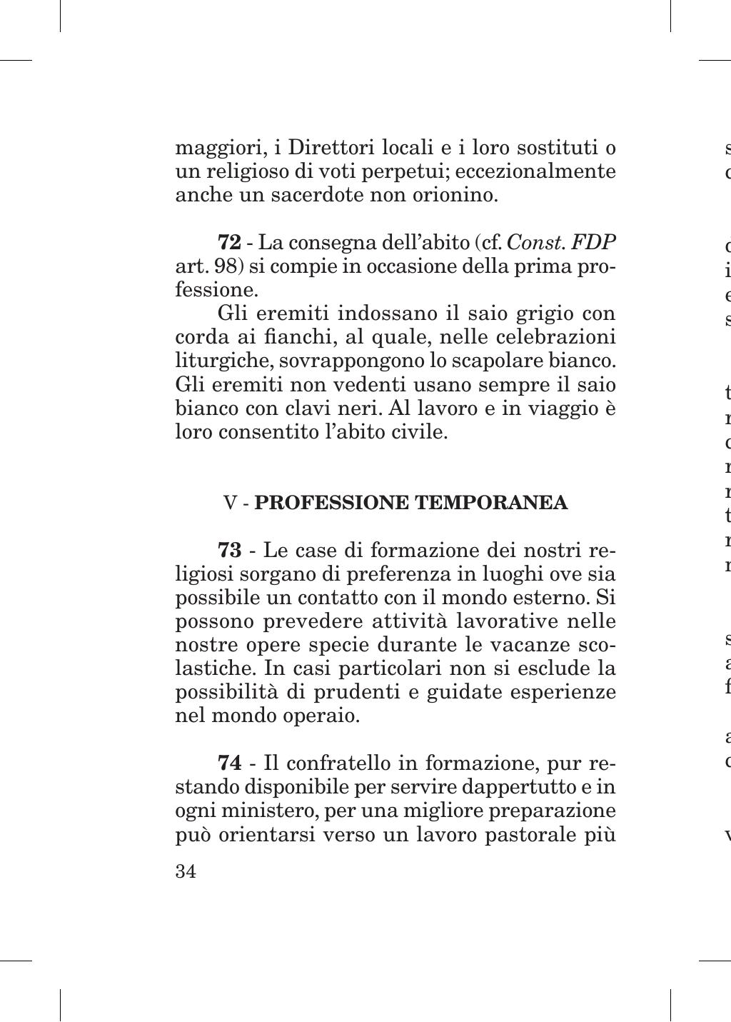 Piccola Opera della Divina Provvidenza, Norme dei figli della Divina Provvidenza (don Orione), Roma, 2018, pagina 34
