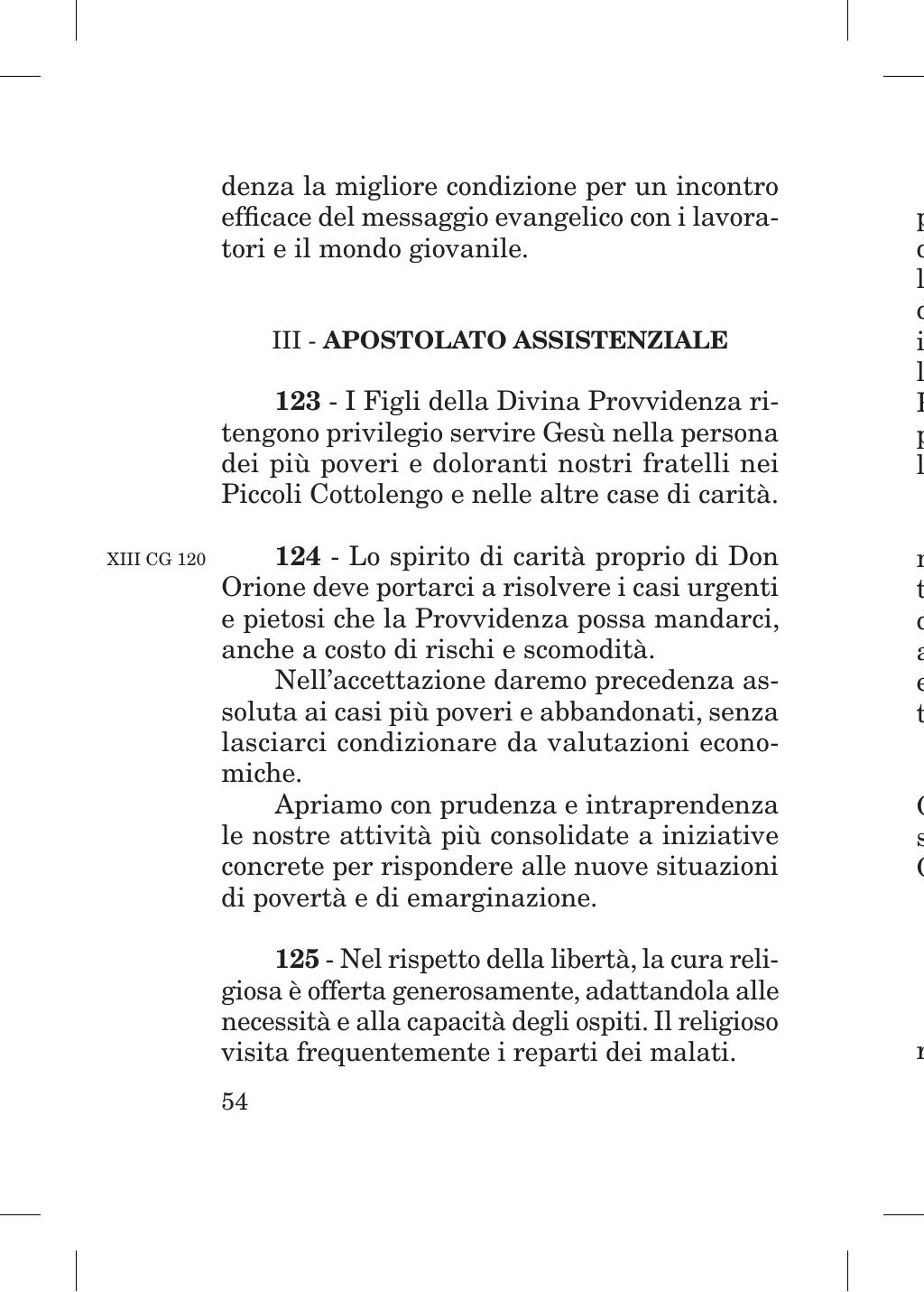 Piccola Opera della Divina Provvidenza, Norme dei figli della Divina Provvidenza (don Orione), Roma, 2018, pagina 54