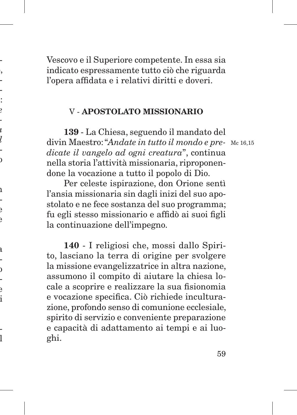 Piccola Opera della Divina Provvidenza, Norme dei figli della Divina Provvidenza (don Orione), Roma, 2018, pagina 59