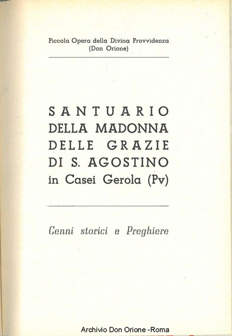 Santuario della Madonna delle Grazie di S. Agostinoi in Casei Gerola (PV). Cenni storici e preghiere, 29-8-1969, pagina 3